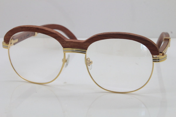 Free Shipping Sun glasses Hot Gold Wood Eyewear 1116443 Eyeglasses men Carved Wood Trimming Lens Glasses women Transparent lens