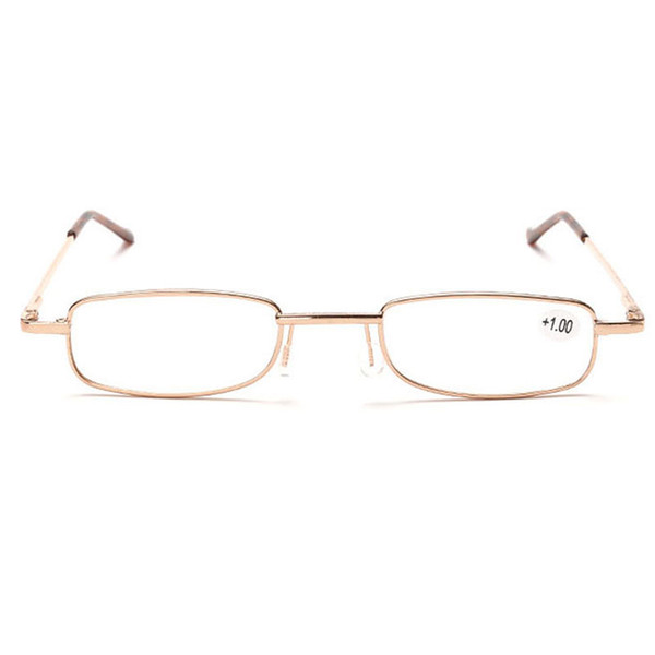 Luxury-Unisex Metal Reading Glasses Gold color Portable Glasses Clear Spring Hinge +1.0 to +4.0 With Tube Case