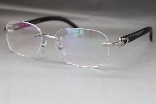 Hot Rimless 8200757 Men Black Buffalo Horn Eyeglasses eye glasses frames for men brand Frame Size: 56-18-140mm