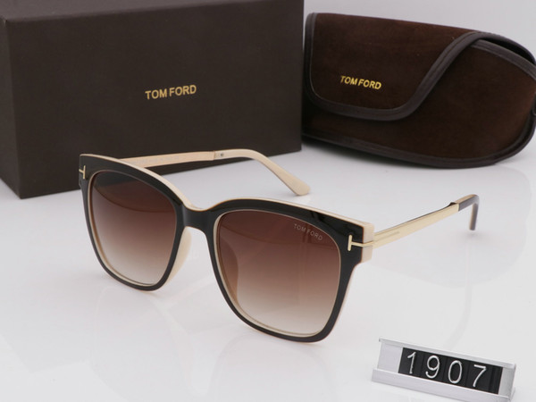 The latest selling popular fashion men sunglasses tom 1907 ford square plate metal combination frame top quality lens with box case