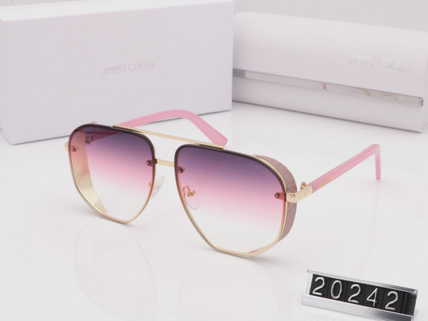 JIMMY 20242 Popular Fashion men Women Brand Sunglasses Round Retro Style Frame, Crystal Sequins Protection Summer Style With Case