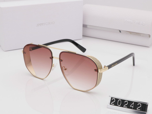 JIMMY 20242 Popular Fashion men Women Brand Designer Sunglasses Round Retro Style Frame, Crystal Sequins Protection Summer Style With Case