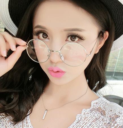 Retro Round Metal Eye Frame Hara juku Male and Female Style Plain Glasses Spectacle Frame Hipster Necessary Joker Style