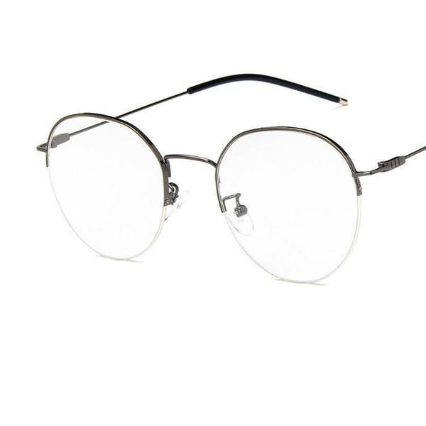 The New Style of Retro Half-Frame Plain Glasses Fashion Eyeglass Frame Literature Hipster Necessary Joker Style