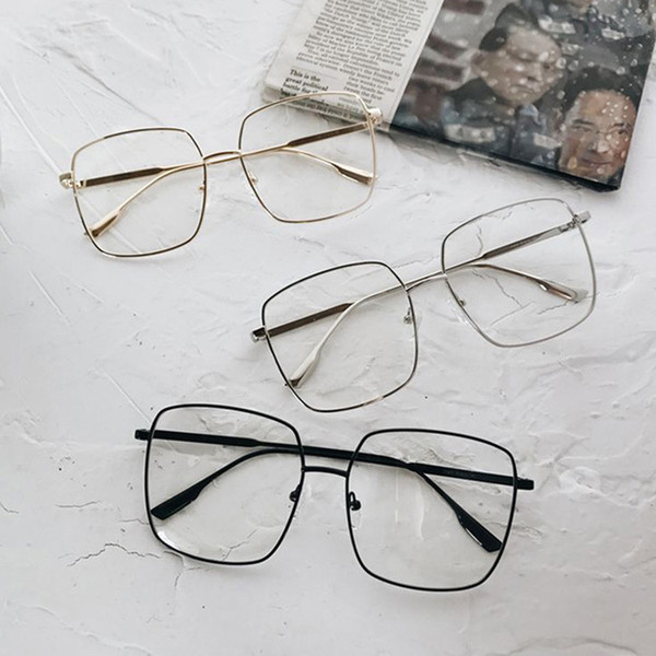 The New Style Square Metal Eyeglass Frame Retro Literature Polygon Plain Glasses Hipster Necessary Joker Style