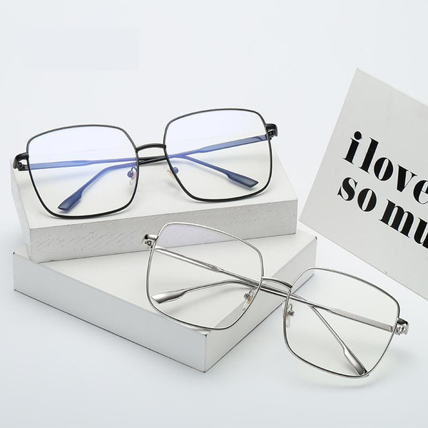 Star's Same Style Women Stylish Metal Eyeglass Frame Square Eyeglass Frame Trend Plain Glasses Hipster Necessary Joker Style