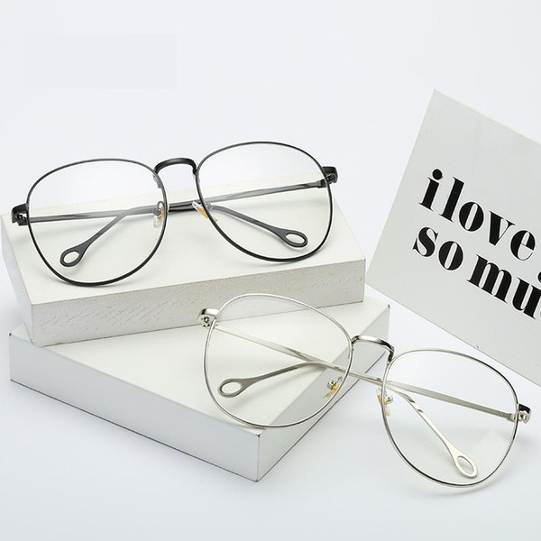 Star's Same Style Large Frame Eye Frame Retro Trend Circular Frame Plain Glasses Hipster Necessary Joker Style