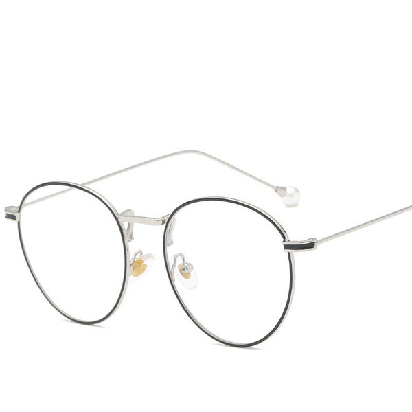 The New Style of Eyeglass Frame Pearl Eyeglasses Temple Bar Frame Glasses Retro Plain Glasses Hipster Necessary Joker Style