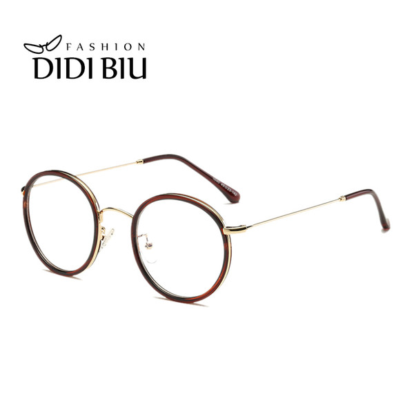 DIDI Leopard Clear Glasses Retro Round Metal Glasses Myopia Optical Eye Glasses Frames British Prescription Eyewear Frame W831