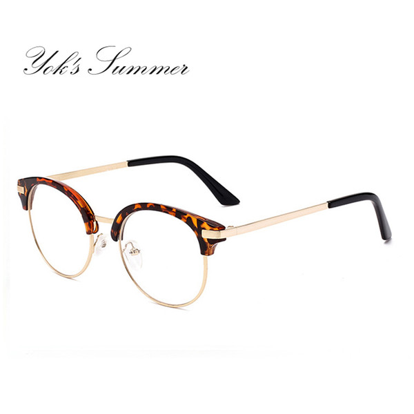 Yok's Anti Blue Ray Half Frame Flower Glasses Women Brand Yellow Lens Alloy Eyewear Computer Gaming Reading Eyeglass Lunette U553