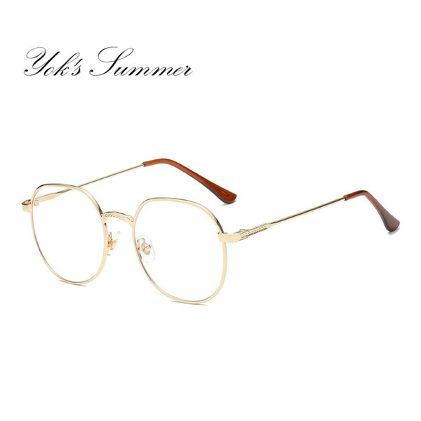 Yok's Summer Anti Blue Ray Computer Gaming Glasses Women Retro Gold Thin Metal Reading Eyeglasses Frames Men Brand Oculos UL042