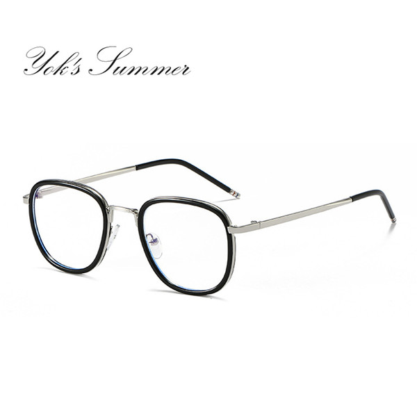 Yok's Summer Anti Blue Ray Computer Gaming Glasses Women Men Thin Round Metal Reading Eyeglasses Brand Designer Oculos UN053