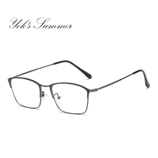 Yok's Summer Anti Blue Ray Computer Glasses Women Rectangle Retro Metal Gaming Glasses For Men Reading Eyeglasses Frame UN039