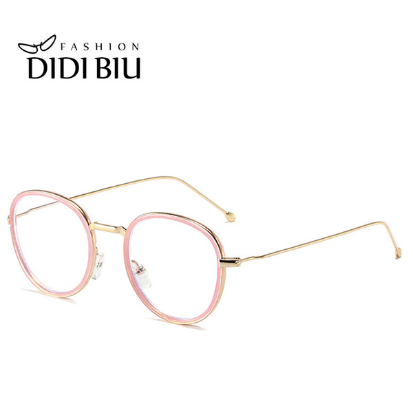 DIDI Anti Blue Ray Computer Gaming Eyeglasses Women Men Round Metal Frame Glasses Optical Transparent Korean Eyewear Brands U810