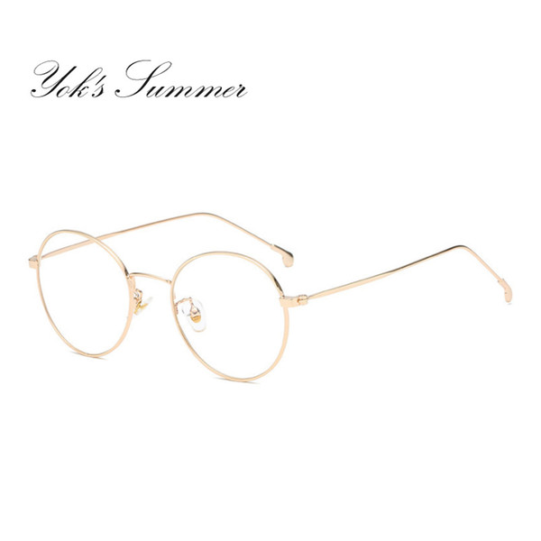 Yok's Summer Round Anti Blue Ray Glasses Women Computer Gaming Glasses Frame For Men Vintage Thin Metal Reading Eyeglasses UN040