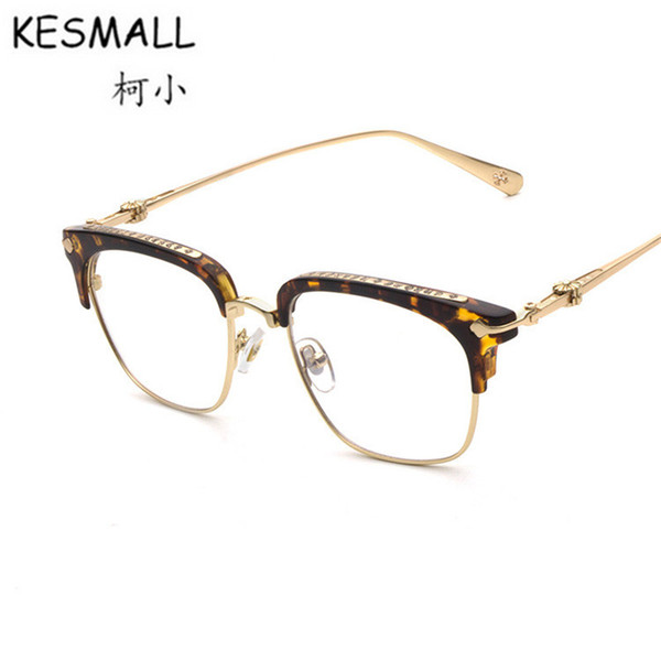 KESMALL 2018 Glasses Frame Women Men Classic Transparent Lens Acetate Half-frame Eyeglasses Black Frame Marcos De Lentes YL464