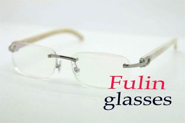 Good Quality Manufacture Wholesale White Buffalo Frameless Glasses Gold and Silver Eye Glasses T8100864 Size : 54-18-140mm