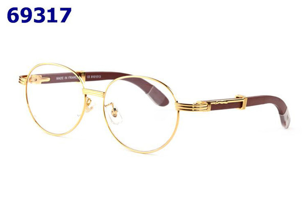 Newest brand designer men women round glasses gold wood white frame buffalo horn eyeglasses with red box