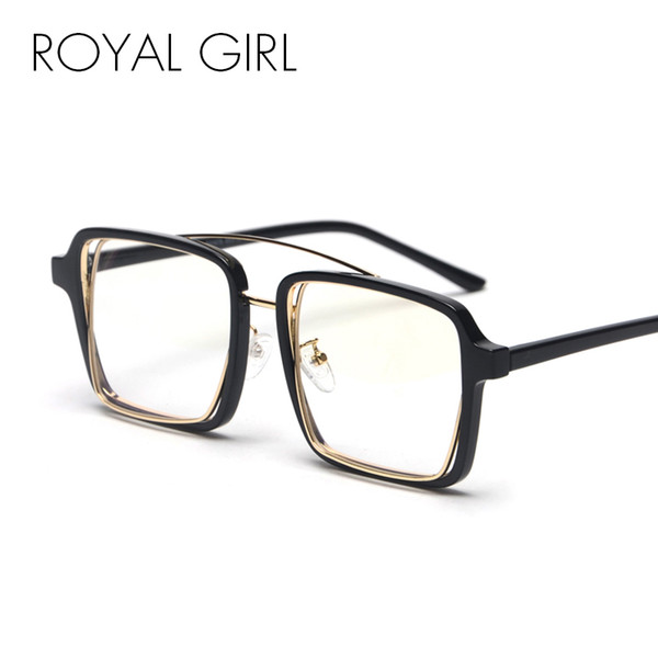 ROYAL GIRL Vintage Square Glasses Women Men 2018 New Black Leopard Frame Eyeglasses Transparent Clear Lens Glasses os023