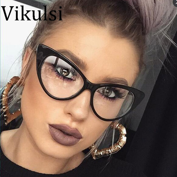 2017 New Sexy Cat Eye Optical Glasses Women Transparent Eyewear Brand Designer Vintage Clear Eyeglasses Optical Frame oculos