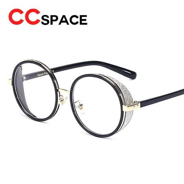 Wholesale- CCspace Metal Round Frame Glasses Vintage Luxury Brand Men Women Eyewear Fashion Mirrors Eyewear Oculos Gafas De Sol