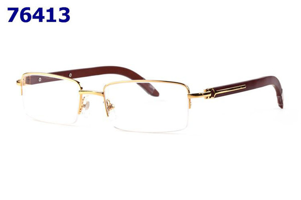 New retro fashion half metal frame eye glasses for men and women optical glasses frame wooden carved eyeglasses