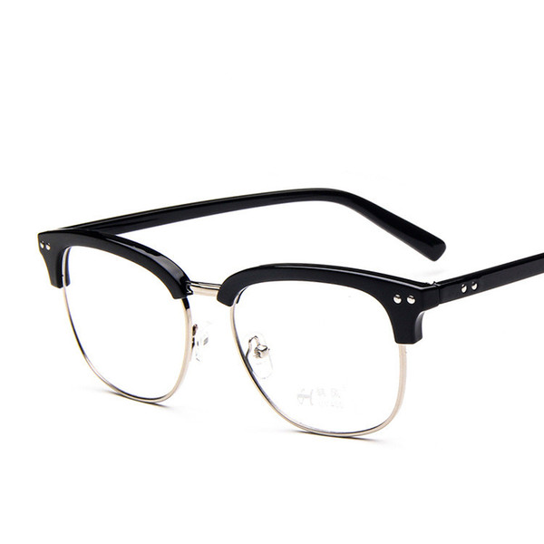 High Quality Fashion Metal Square Glasses Half Frame Transparent Frame Ladies Men's Computer Glasses Can Be Equipped With Myopia