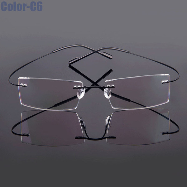 2017 New Non-Hinged Titanium Rimless Optical Glasses Frame Superlight Flexible Prescription Spectable Eyeglasses 12pcs/lot 6colors