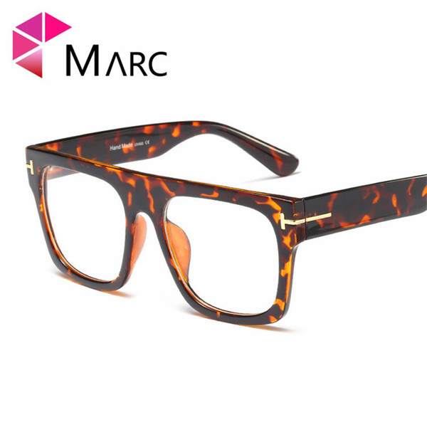 MARC 2019 Clear lens Fashion Women Men Trend Frame Glasses Eye wear Square Oversized Transparent Solid Blue Demi 1