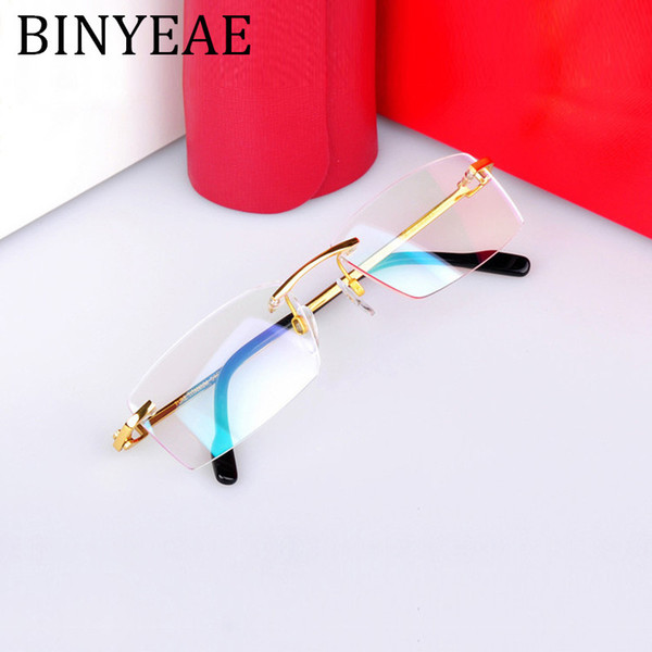 BINYEAE Top Quality Men Pure Titanium Glasses Ultra Light Frameless Eyeglasses for Male Prescription Frames