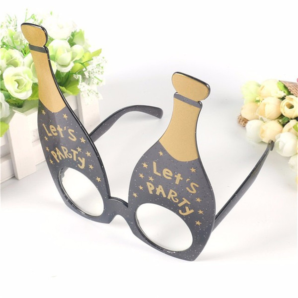 Black gold Funny Let's Party Champagne Bottle Party Favor Glasses Photobooth Props Costume Accessories Festival Party Supplies Decoration