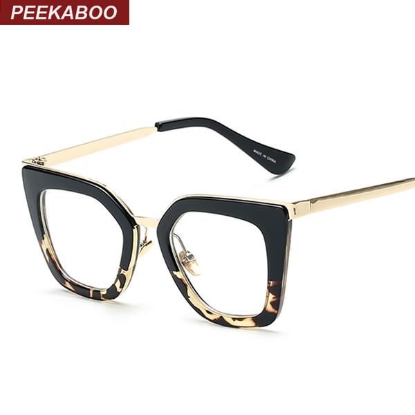 Wholesale-New 2016 vintage eyeglasses frames fashion cat eye half metal frame glasses for women brand designer UV400 black leopard