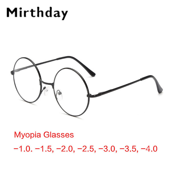 Vintage Round Optical Myopia Glasses Frame Women Men Metal Finished Short Sighted Nearsighted Glasses Diopter -1.0 -1.5 -2 -4.0