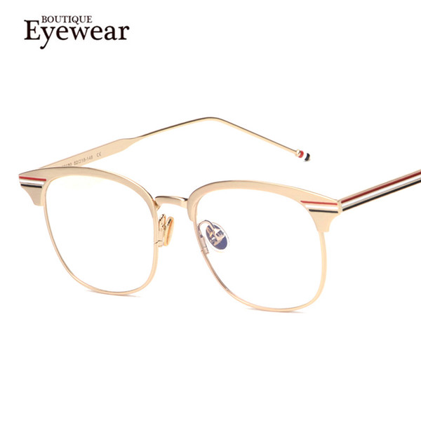 Wholesale- BOUTIQUE Fashion Women Square Designer metal Frame Optical Eye Glasses Men Eyeglasses High Quality H1684