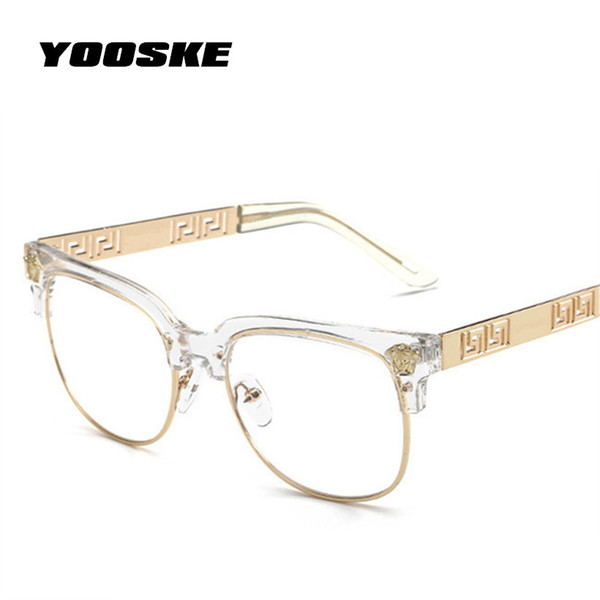 YOOSKE Fashion Clear Sunglasses Women Men Optics Prescription Spectacles Frames Vintage Plain Glass Eyewear Women Brand Designer