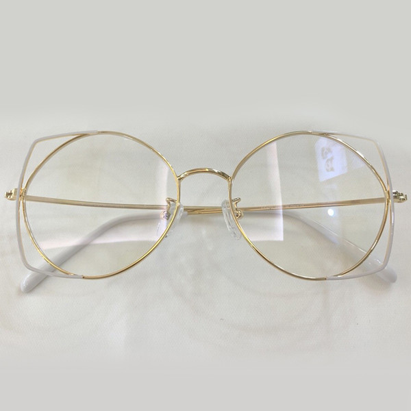 Clear Lens Cat Eye Lady Sunglasses Oversized Glasses Frames Vintage Metal Frame Eye Glasses High Quality