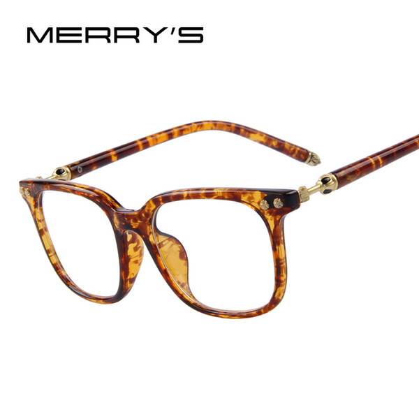 MERRY'S Fashion Women Clear Lens Eyewear Unisex Retro Clear Glasses Big Frame Metal Temples Eyeglasses q0413