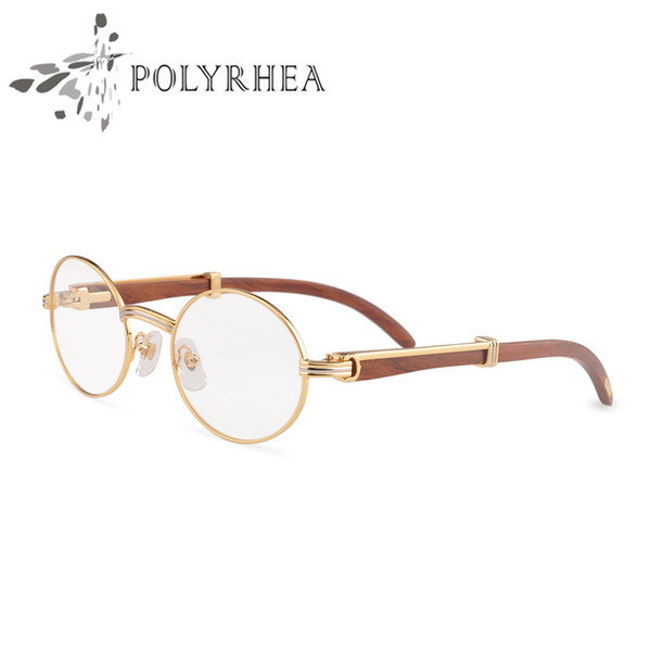 Hot Sale Wood Spectacles Frame Women Eyewear Original Metal Frame Fashion Men Glasses Frames Round Wooden Eye Glasses With Box And Cases