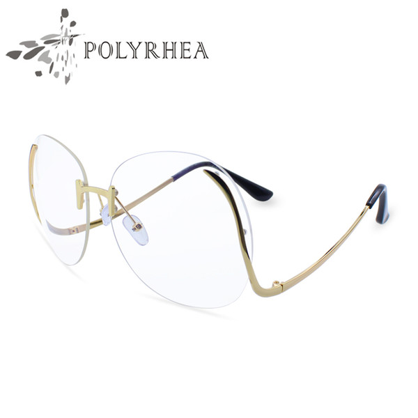 Luxury Optical Gradient Eyeglasses Women Fashion Optics Big Metal Frame Elegant Female Round Glasses bend Frame Glasses With Box And Case