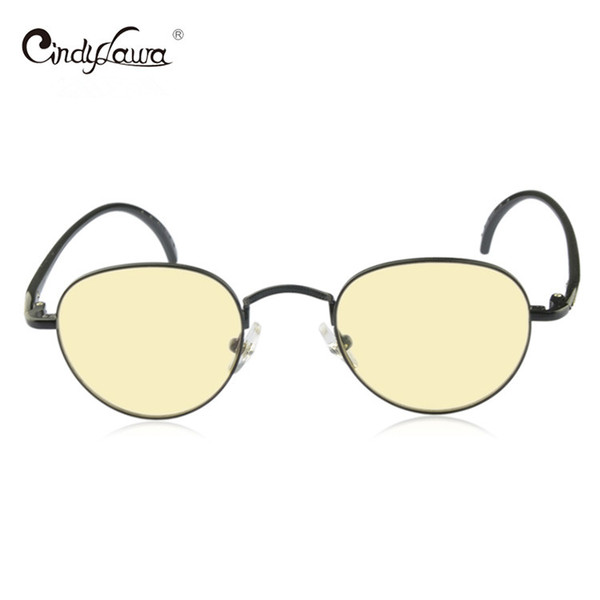 PC No Diopter Round Lenses Unisex Glasses Spectacles metal framed Anti-reflection Anti-radiation Champagne Taiwan two colors optional