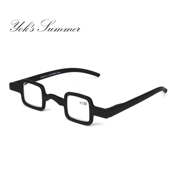 Yok's Small Square Mini Reading Glasses Vintage Punk Black Plastic Little Frame Readers Eyeglasses Diopters +1.50 +2.00 +2.50 UL1089