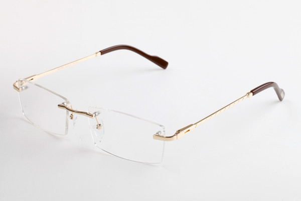 Clear Lens Rimless eyeware Metal Frame glasses Rectangle eyeglasses Business Style Eyewear Various Choice High Quality With Cases