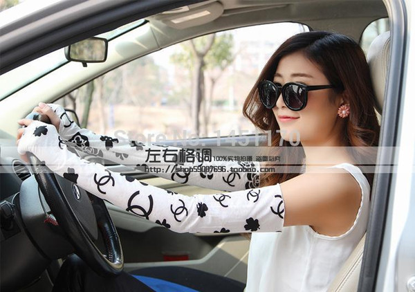 Wholesale-Summer sunscreen gloves anti-uv summer long design women's 100% oversleeps cotton lace thin arm sleeve