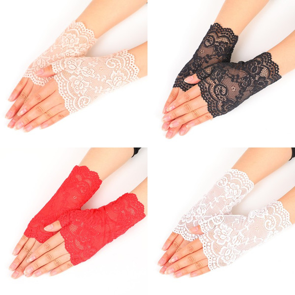 Summer Semi Finger Gloves Outdoors Driving Anti UV Thin Lace Cotton Black And White Solid Color Fashion Glove 3 2cz hh