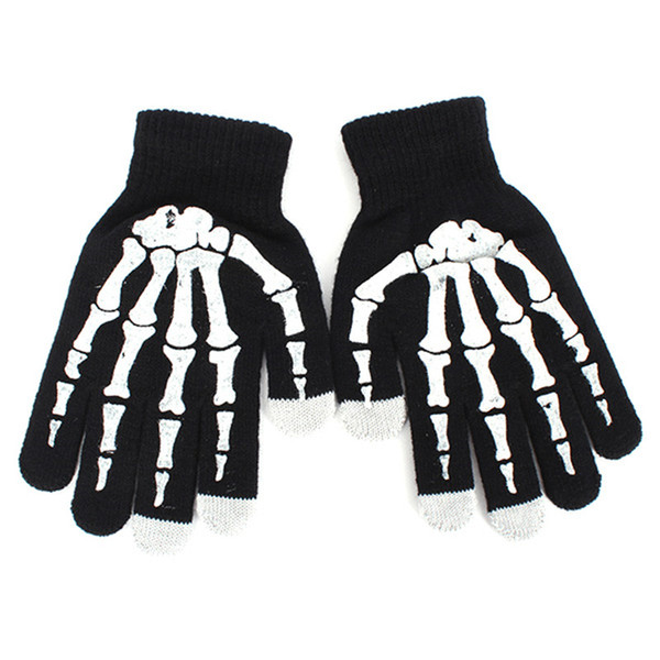 Fashion Style Winter Full Finger Unisex Knitted Skeleton Gloves Ghost Bone Touch Screen