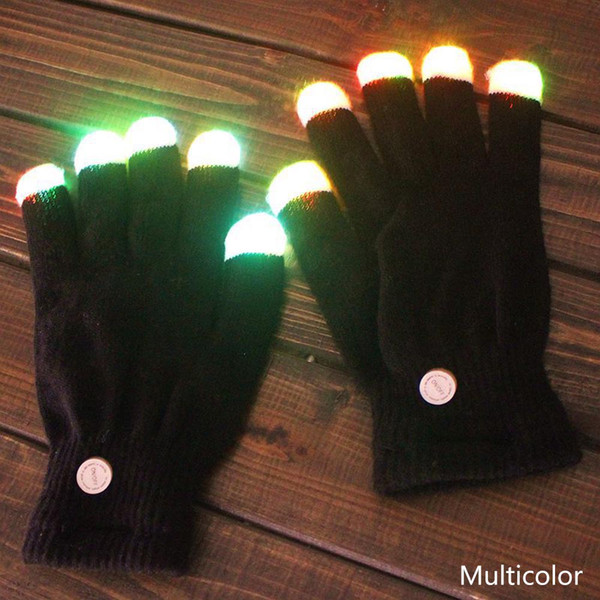 Creative Colorful LED Finger Lighting Flashing Glow Mittens Gloves Rave Light Festive Event Party Supplies Luminous Cool Gloves