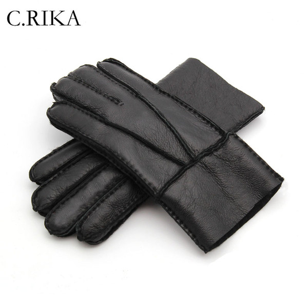 2018 Winter New Gloves Men Gloves Real Sheepskin cashmere Fur Warm Ladies Full Finger Genuine Leather mitten