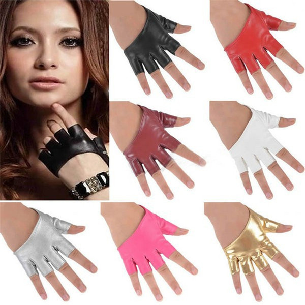 Fashion Half Finger PU Leather Gloves Ladys Fingerless Driving Night Club Pole Dancing Show Gloves Factory Wholesale