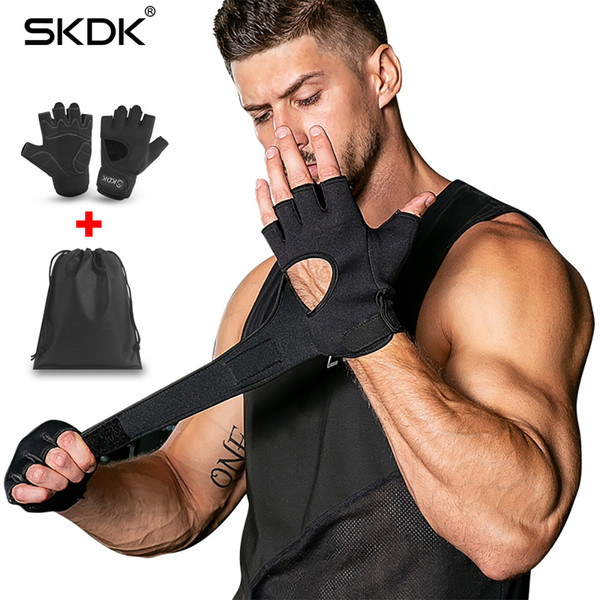 Skdk Super Fiber Widening Wristband Breathable Gym Fitness Gloves Crossfit Weight Lifting Dumbbell Body Building Workout Gloves C19022301