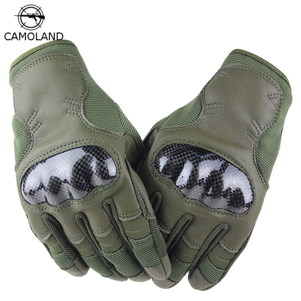 CAMOLAND 2017 New Men Leather Army Gloves Tactical Gloves Outdoor Sports Motorcycle Full Finger Male Mittens